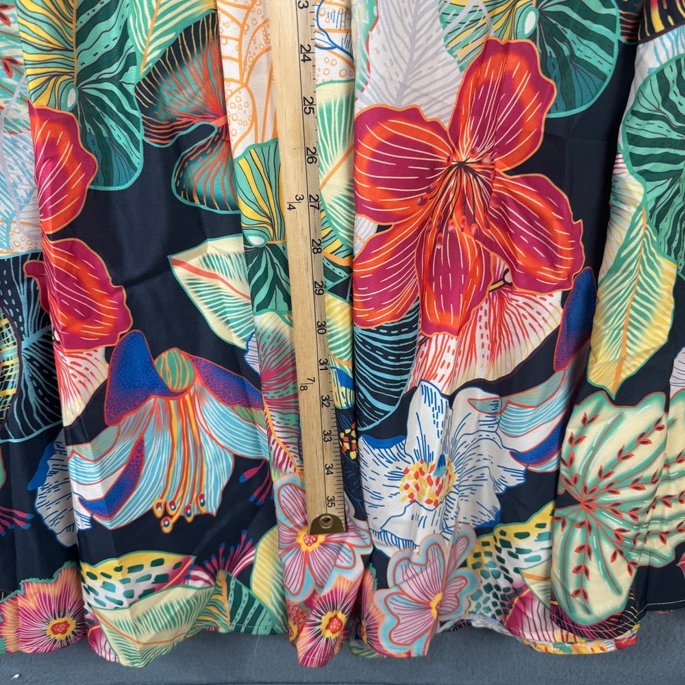 Christian Siriano New York Tropical Floral Maxi Skirt Small Multicolor Elastic - Picture 7 of 7